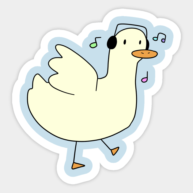 Dancing Headphones Duck Sticker by saradaboru